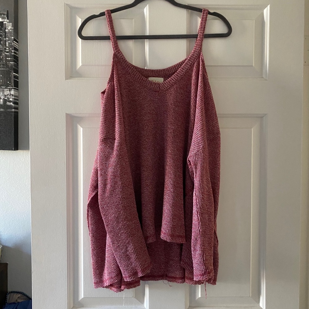 Anthropologie pink thermal sweater